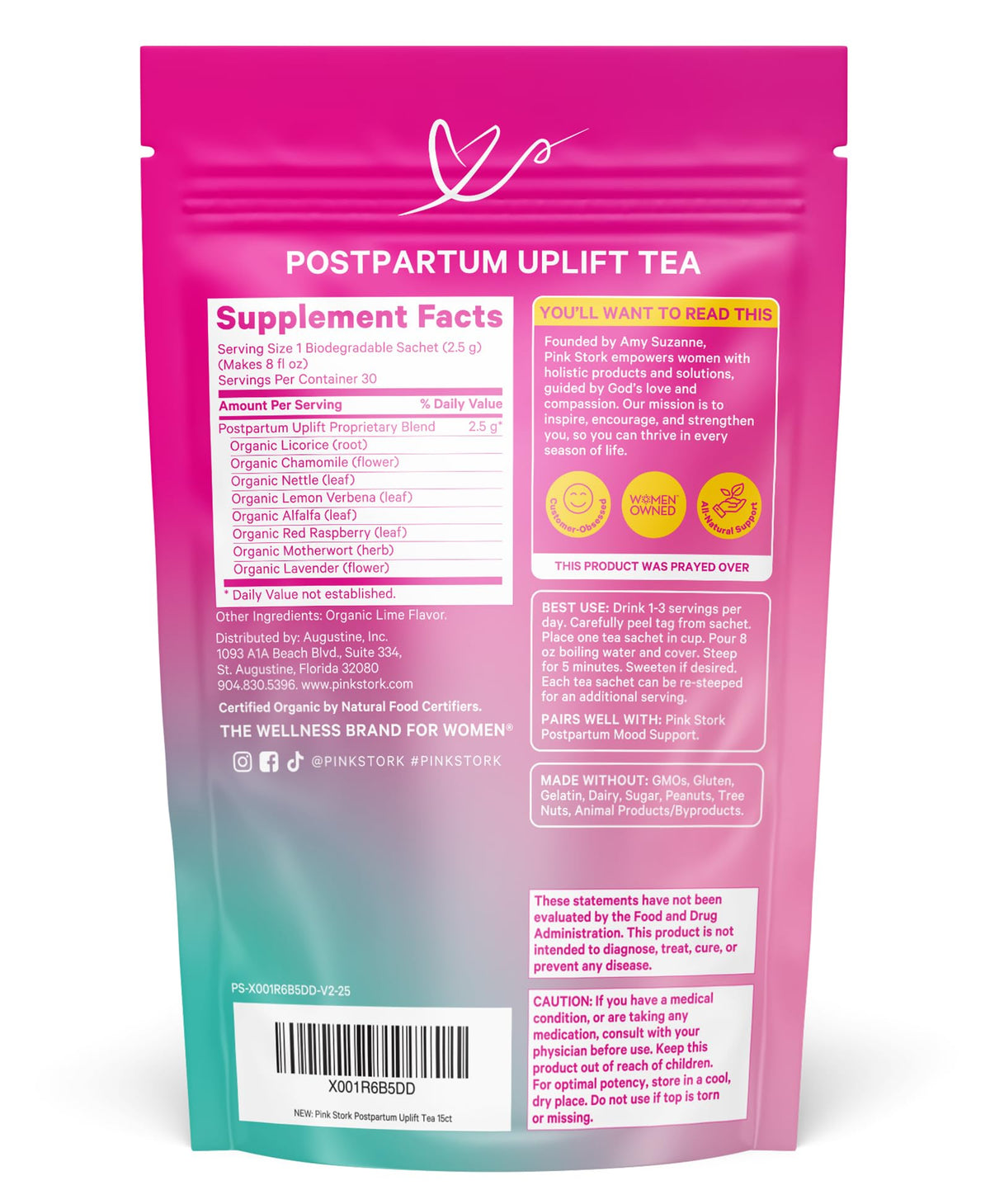 Pink Stork Postpartum Uplift Tea kitchen scene promotes everyday wellness rituals.