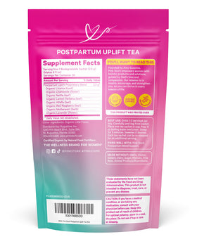 Pink Stork Postpartum Uplift Tea kitchen scene promotes everyday wellness rituals.