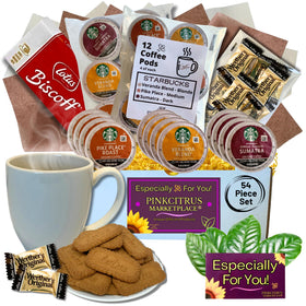 PINKCITRUS MARKETPLACE coffee mug gift set shown with contents and packaging