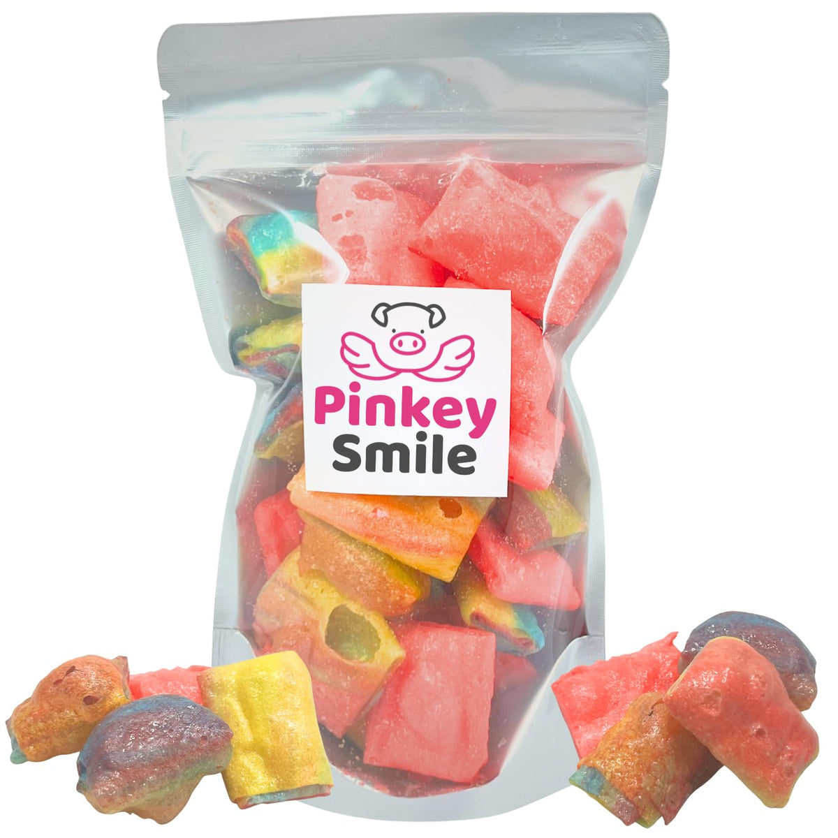 PinkeySmile Fruity Twist Crunch bag closeup showing resealable packaging for freshness