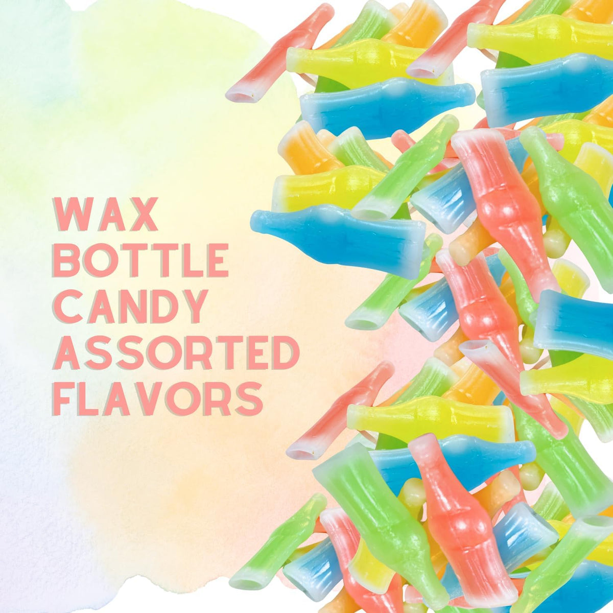 Pinkey Smile wax bottle candy colors on display for candy buffets and gifts
