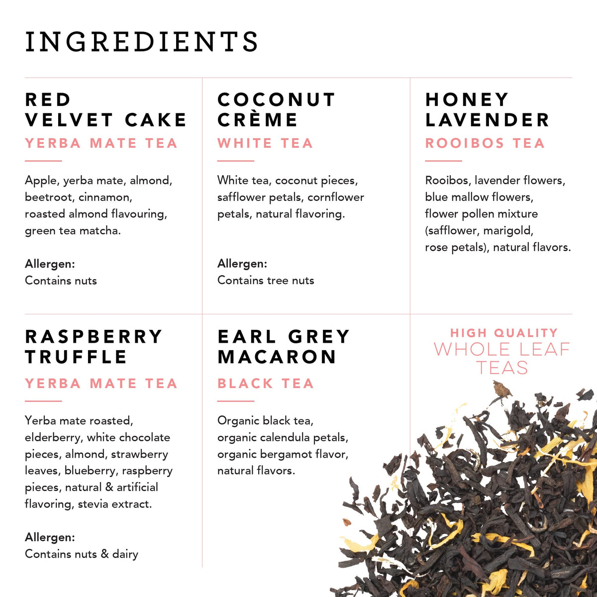 Pinky Up Raspberry Truffle tea pouch with fruity aroma and sweetness