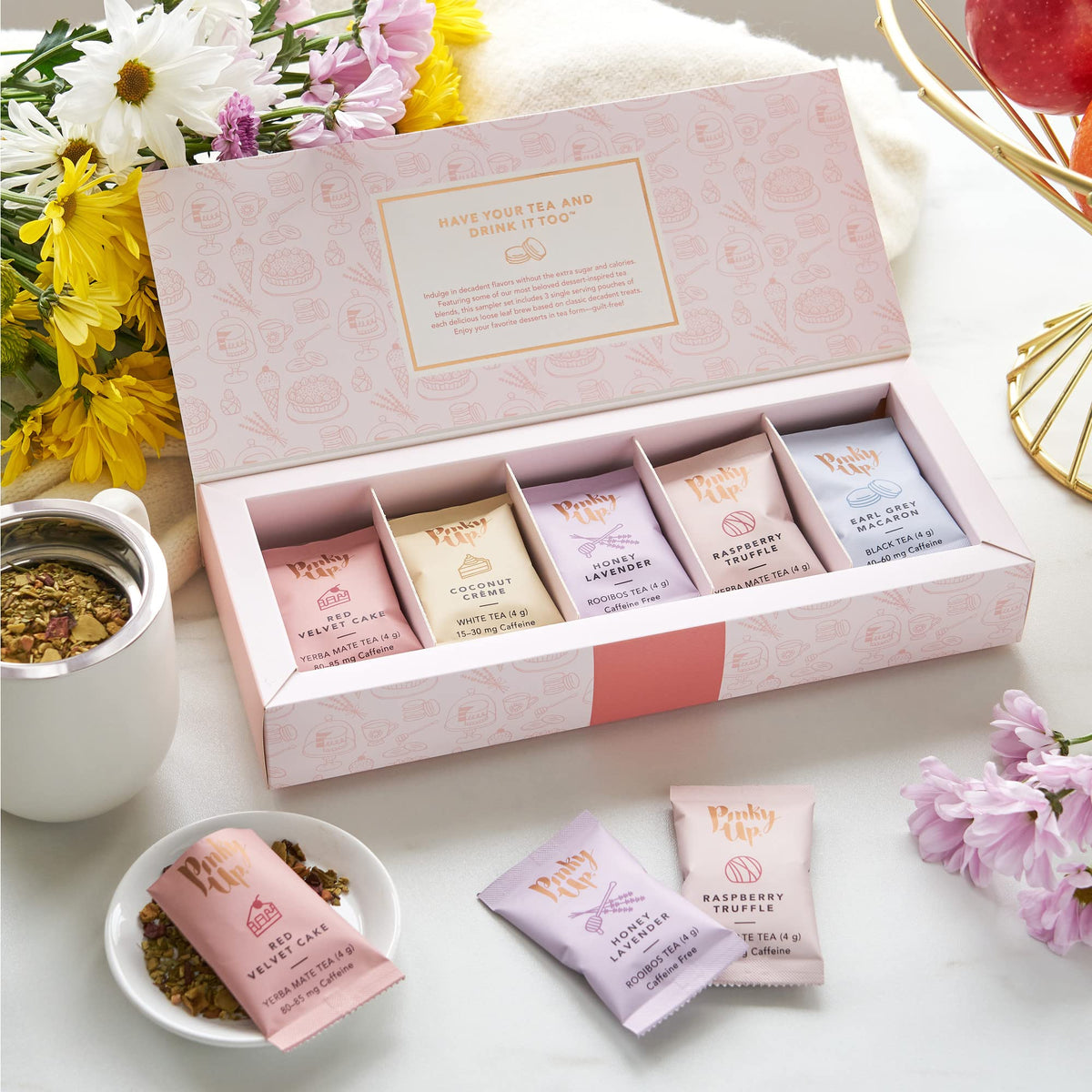 Pinky Up Tea Sampler Gift Pack image showcasing five flavors
