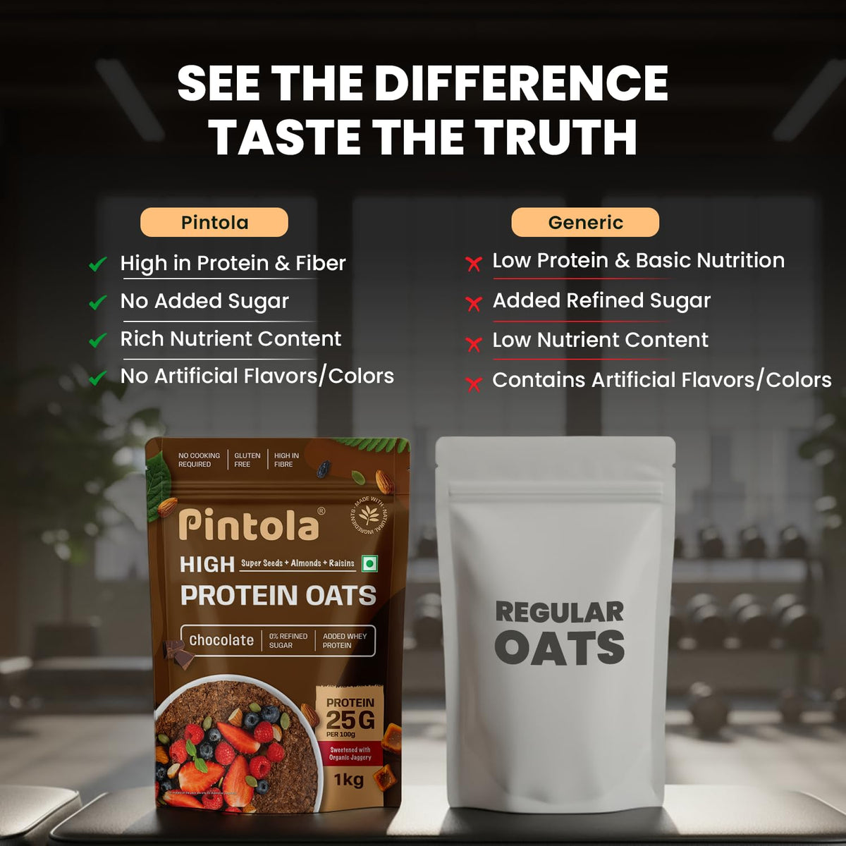 Pintola Oats Dark Chocolate toppings on yogurt for a cocoa-kissed snack.