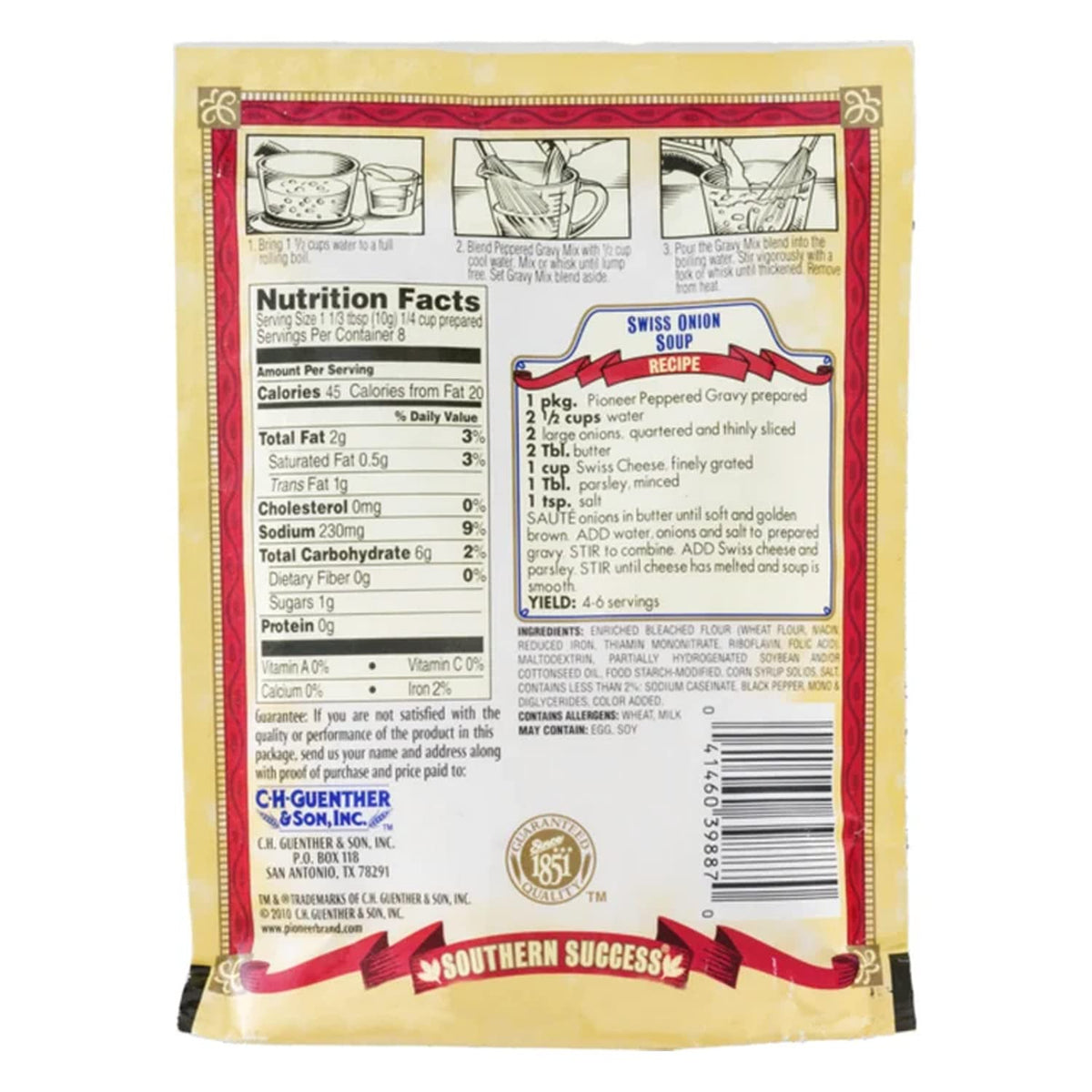 Pioneer Brand Gravy Packets two-cup yield for convenient servings