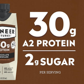 Pioneer Pastures A2 milkshake chocolate glass with rich flavor and serving suggestion