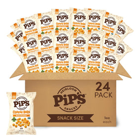 Pipcorn cheddar cheese balls 1oz pack, portion-controlled snack.
