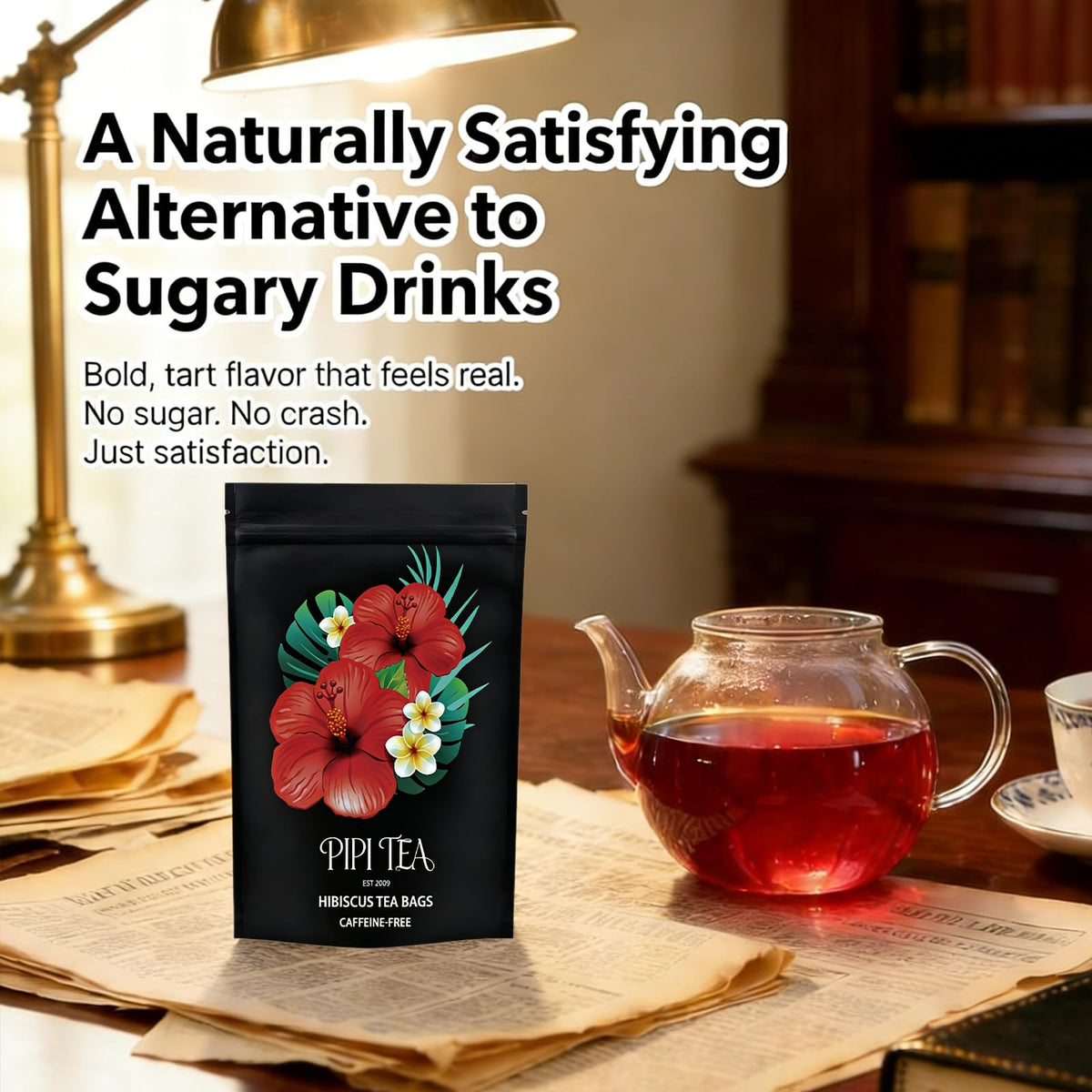 PIPI TEA hibiscus tea bags with citrus, aroma balanced with crisp flavor