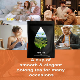 Organic tea bags inside the box of Pipi Tea Oolong for freshness