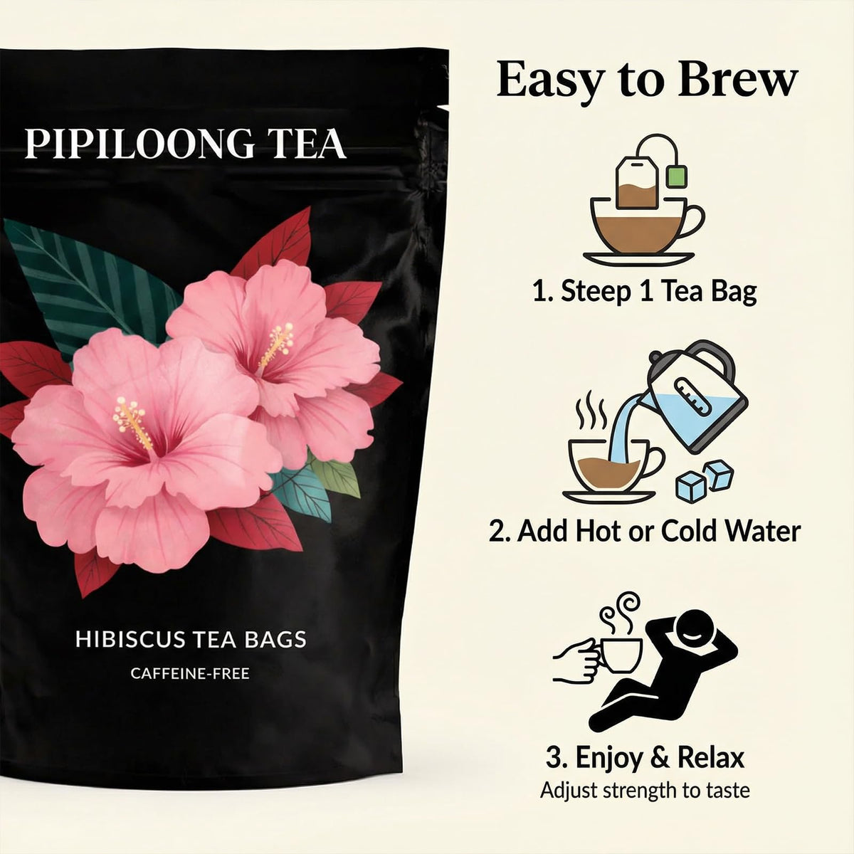 PiPiloong Hibiscus Tea steep and pour for amber infusion