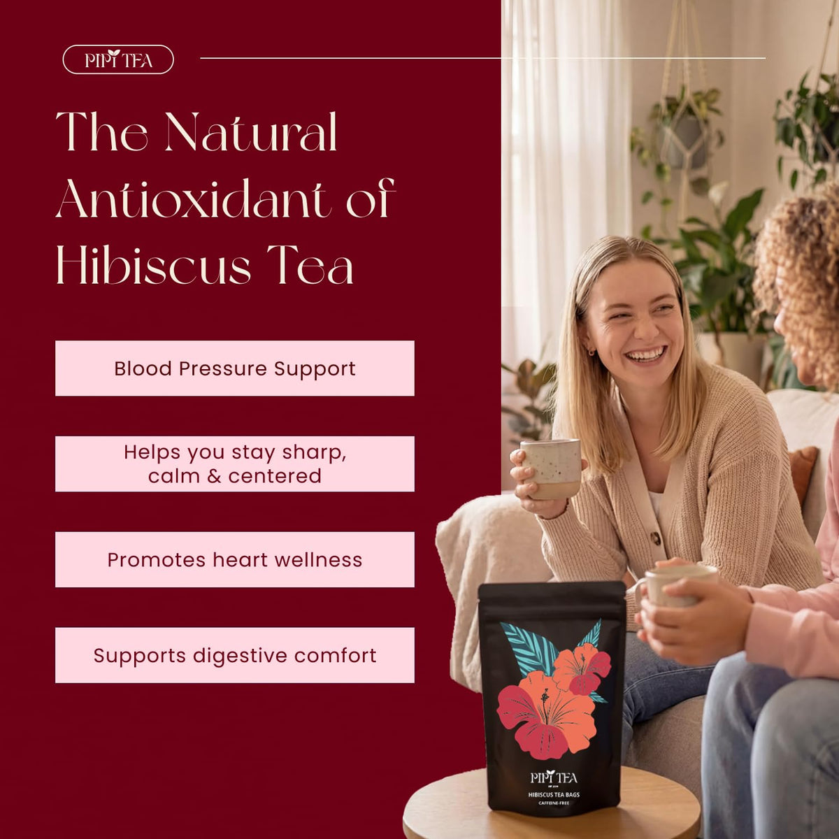 PiPi Tea Hibiscus Dried Flowers highlight pure organic petals for aroma