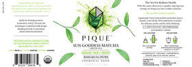 PIQUE Sun Goddess Matcha from Kagoshima highlights authentic Japanese origin.