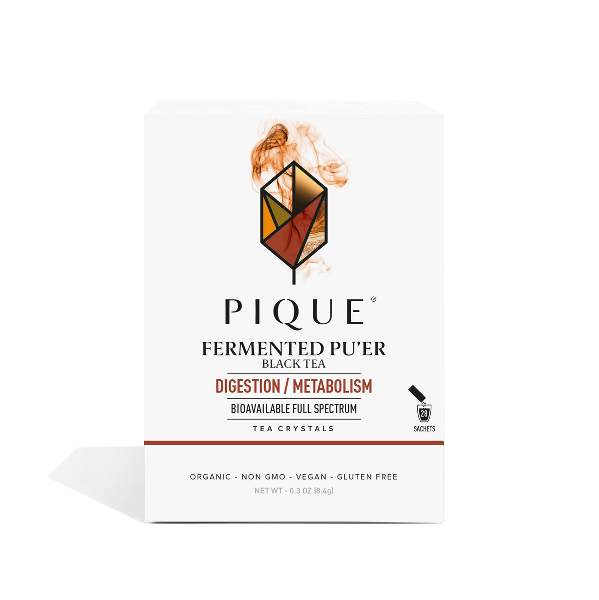 PIQUE Organic Fermented Pu'er Tea crystals box — quick, flavorful brews.