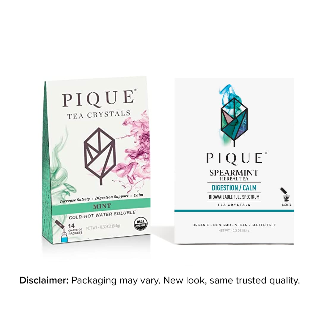 PIQUE Mint Tea Crystals in a cup, showcasing quick dissolve for a refreshing moment