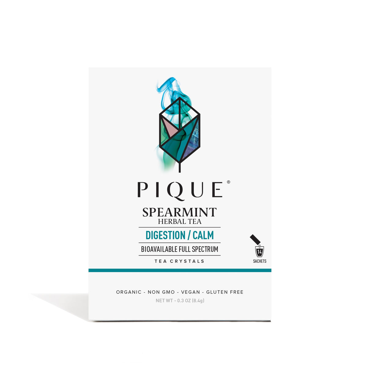 PIQUE Organic Mint Tea Crystals pack with crisp spearmint aroma supports digestive comfort