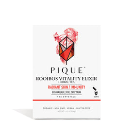 PIQUE Rooibos Tea Crystals Pack shows concentrated antioxidants for rich flavor and immune-supportive brewing