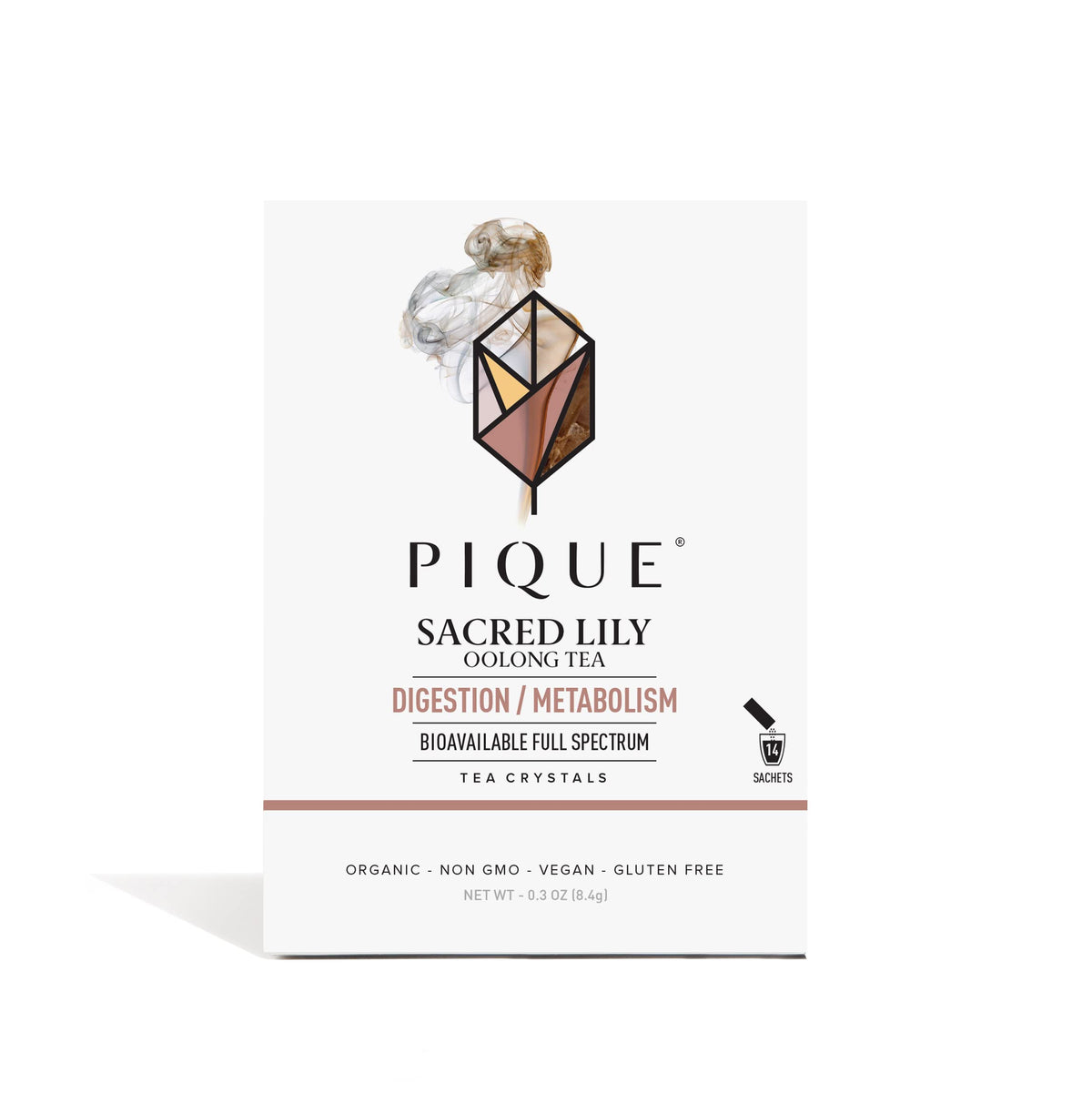 PIQUE Sacred Lily Oolong Tea Crystals bottle pour, convenient caffeinated pick-me-up.