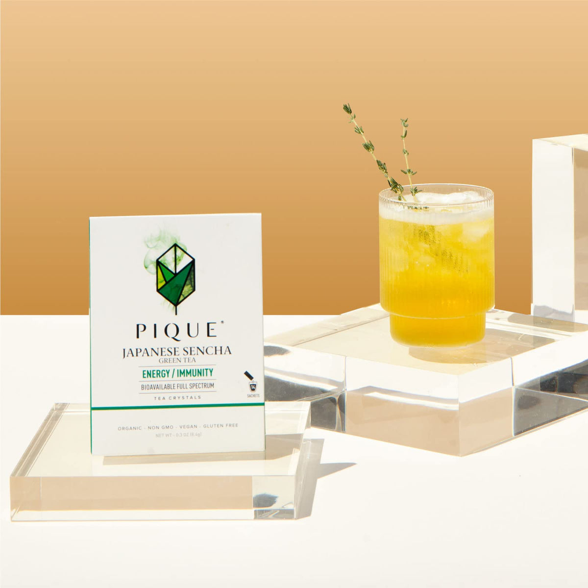 PIQUE Sencha Tea Crystals sticks-collection; easy daily ritual with no sugar needed.