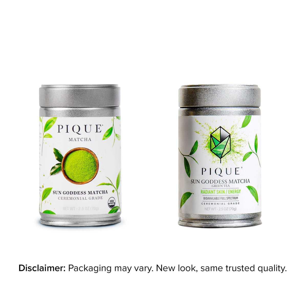 PIQUE Sun Goddess Matcha organic powder ready for lattes and smoothies.