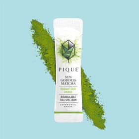 PIQUE Sun Goddess Matcha single-serve sticks ready for quick ceremonial tea