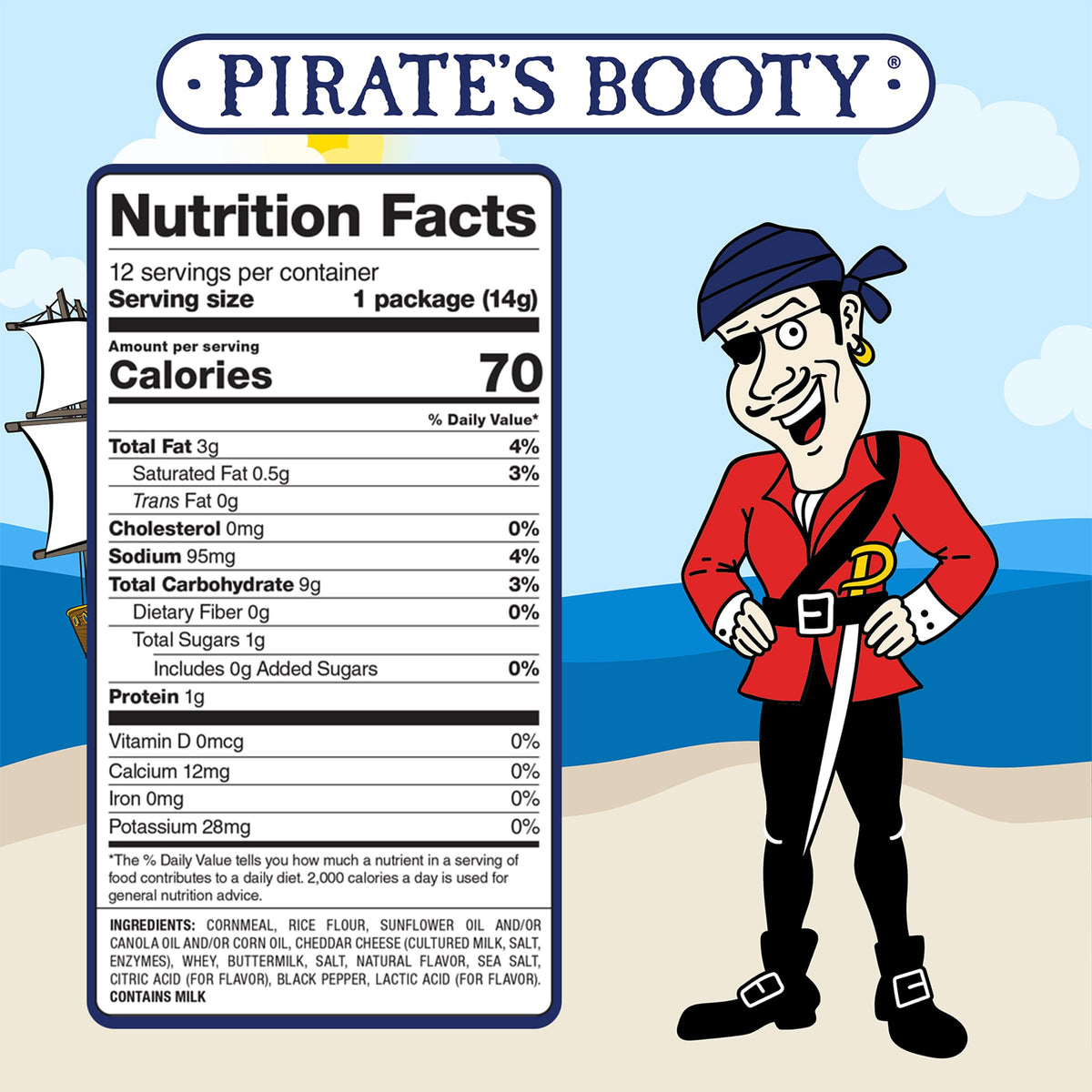 Pirate's Booty crispy cheese puffs texture shows light baked crunch.