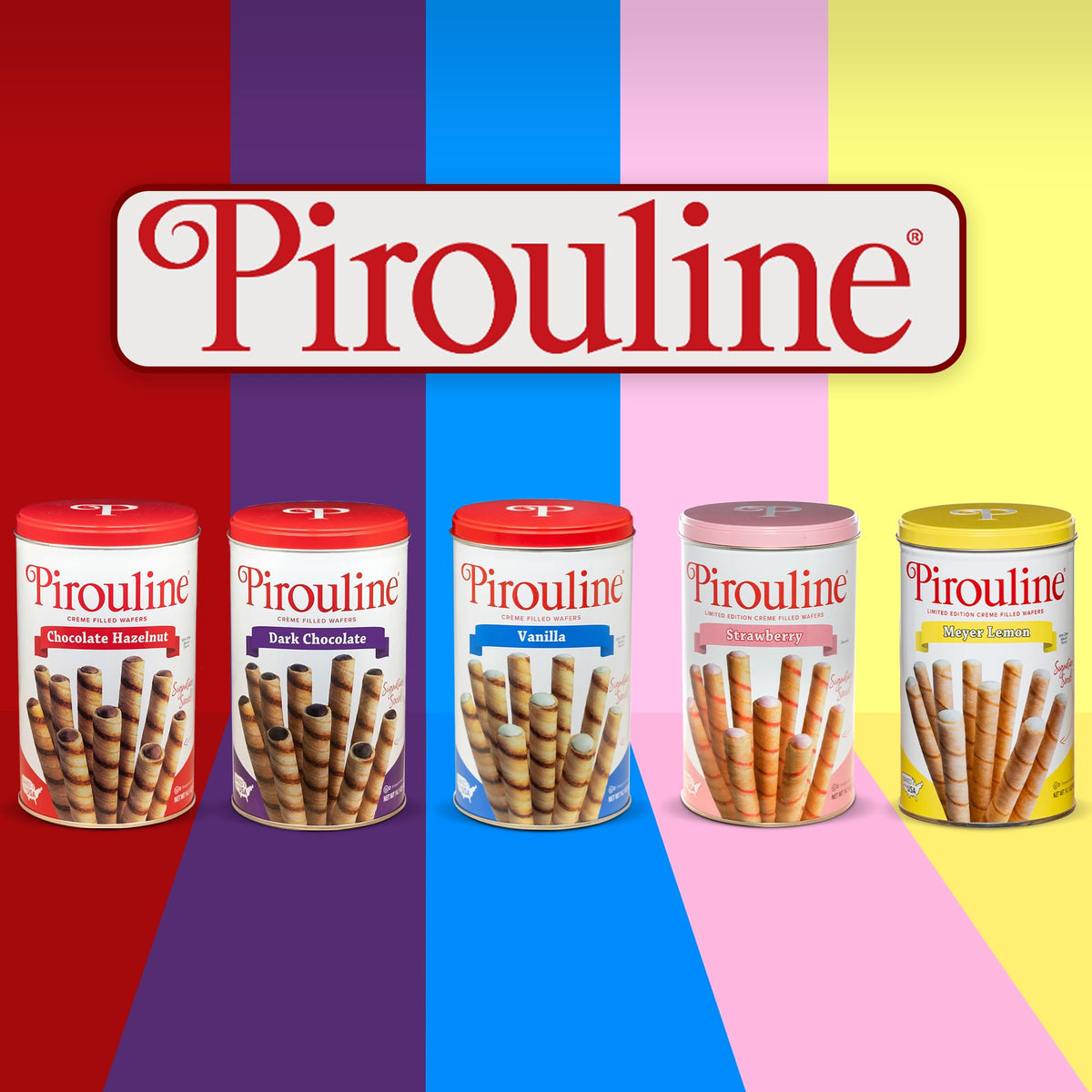 Pirouline 14oz tin gift-ready for gatherings and gifting.