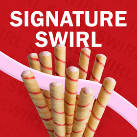 Close-up of Pirouline cream-filled wafers showing the rich crème center.