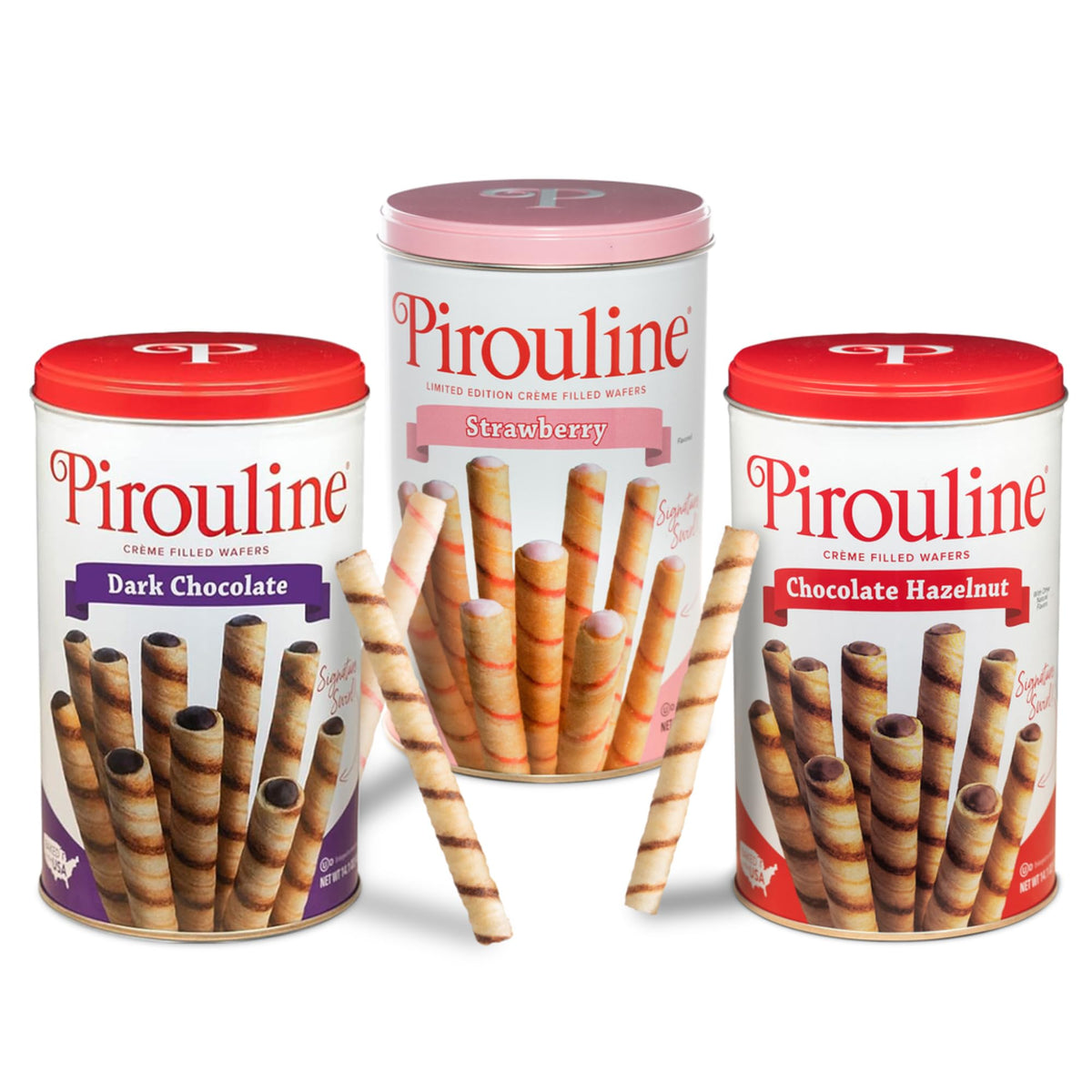 Pirouline front tins display gift-ready packaging ideal for celebrations.