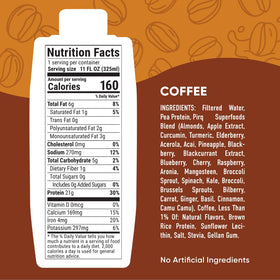 Pirq coffee 21g pour image shows a smooth shake ideal for post-workout recovery