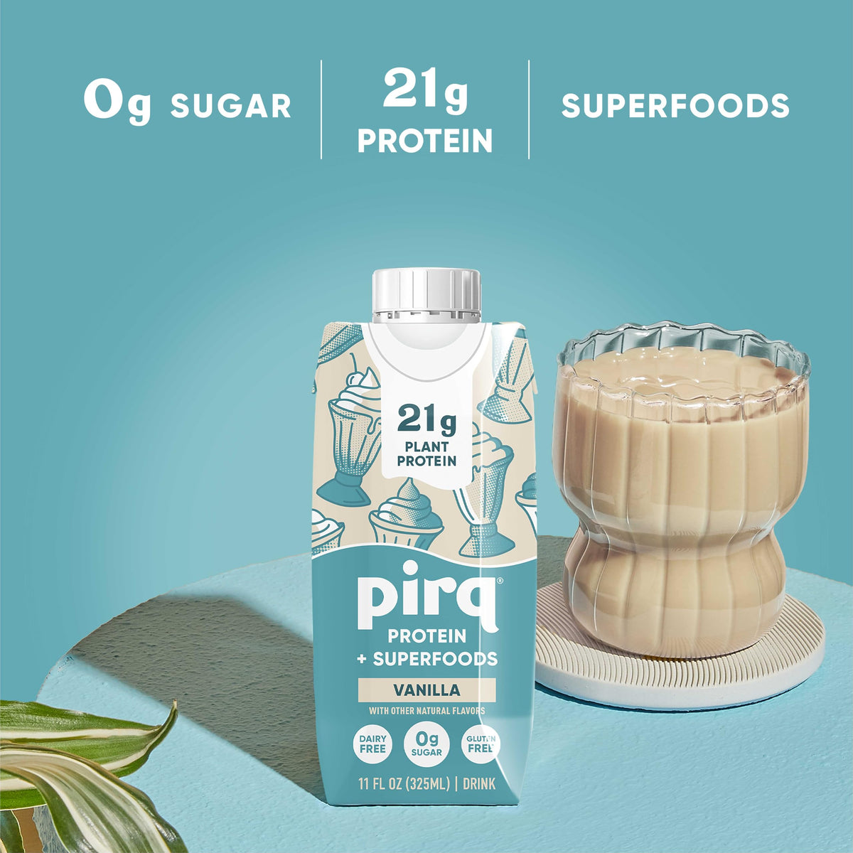 Pirq gluten-free vegan packaging shows shelf-stability and clean ingredients.
