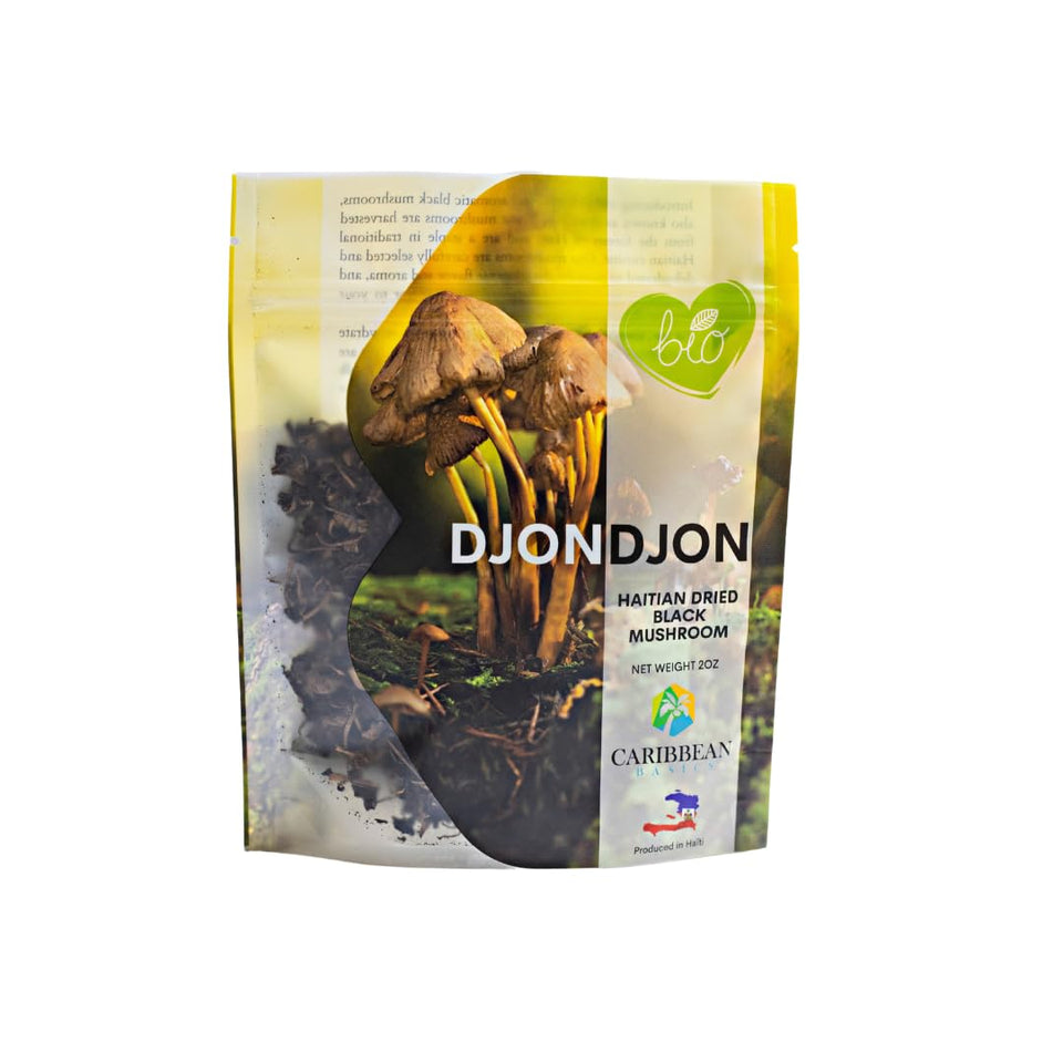 Pisa Haitian Djon Djon mushroom packaging shows authentic Caribbean product.