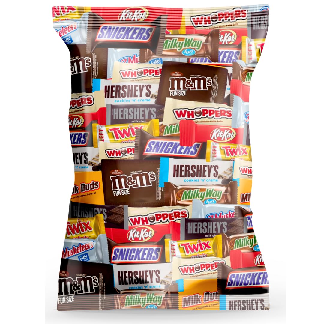 Pisoka chocolate candy variety pack, 4-lb bulk fun-size mix, ideal for Halloween distribution