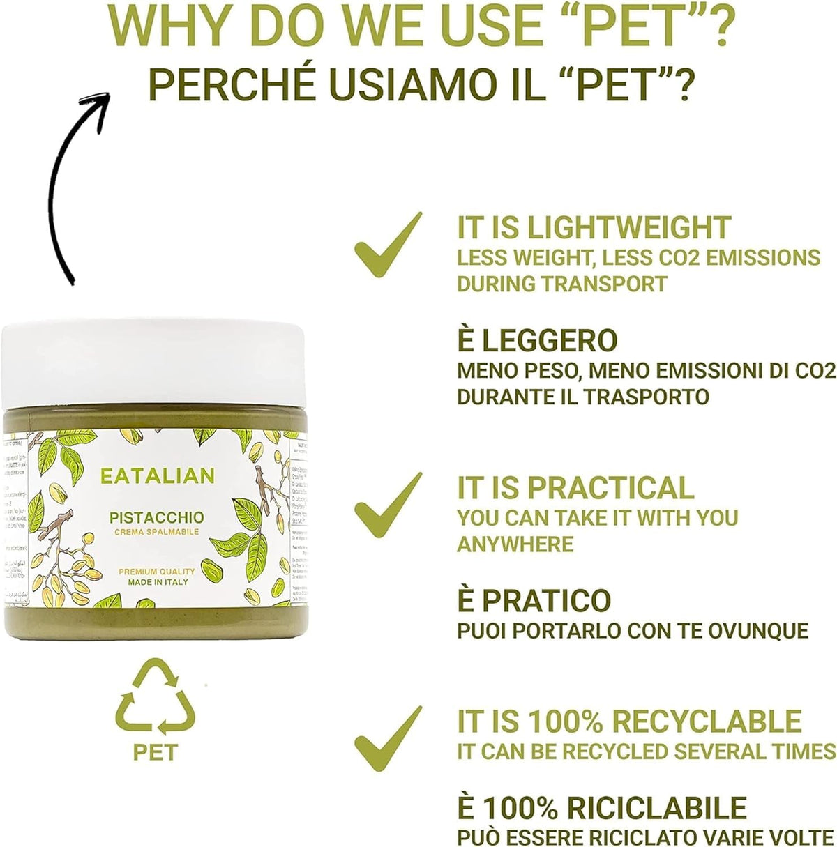 Pistachio cream as ice cream topping for a rich treat.