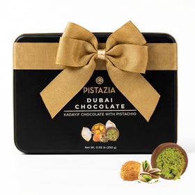 Milk chocolate with pistachio layers delivers premium texture and flavor