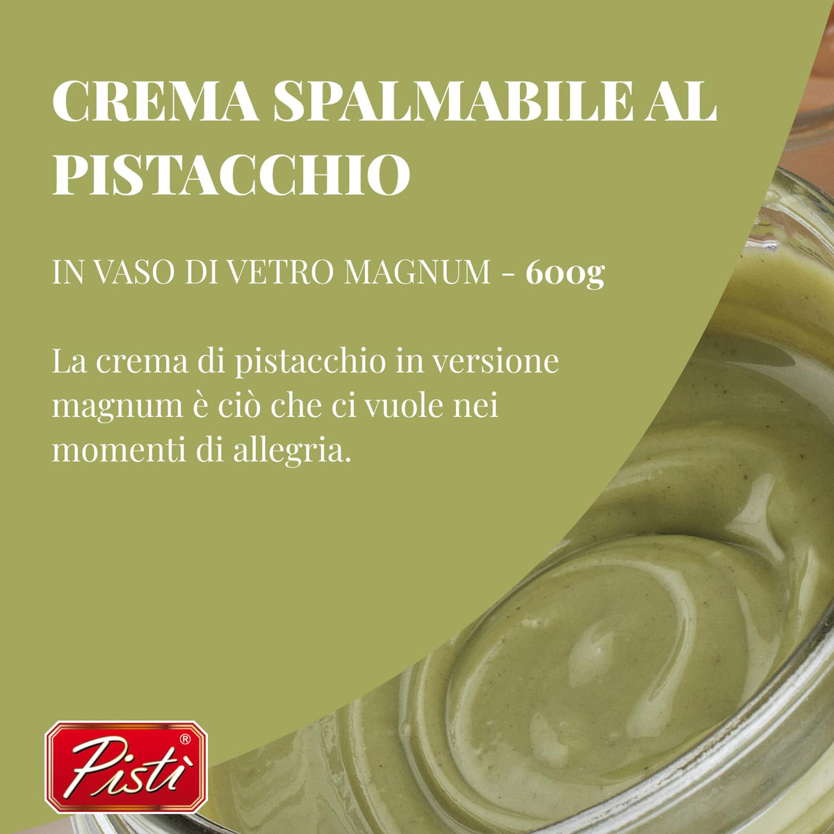Pistì pistachio cream texture closeup, creamy spread ideal on bread