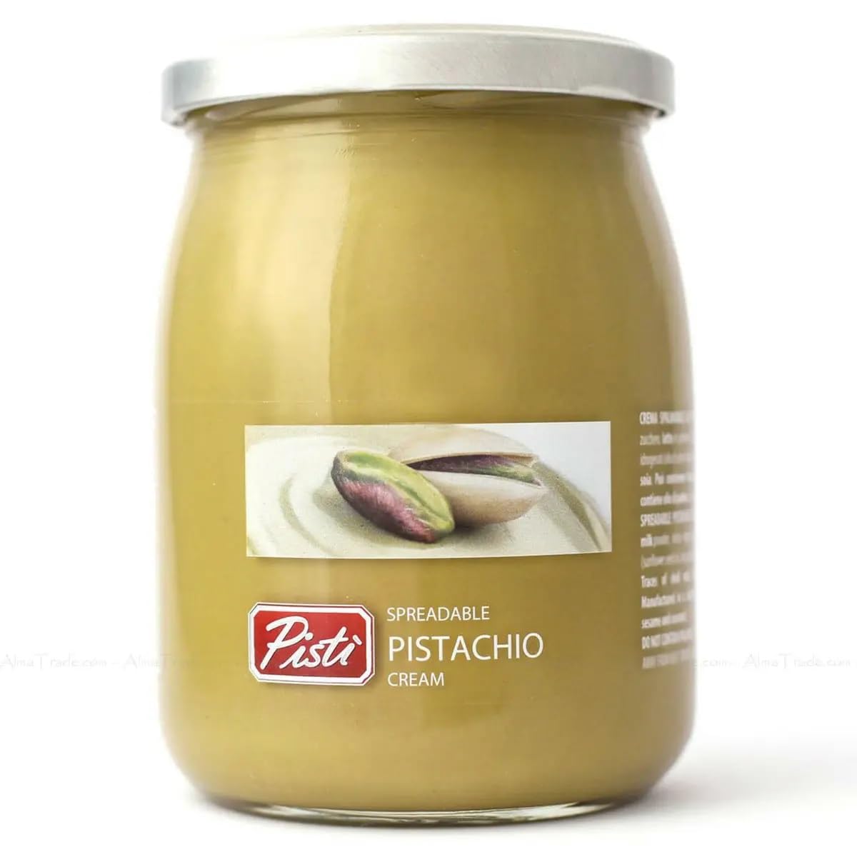 Pistì Cream of Pistachio from Sicily jar label closeup, artisanal quality for gifting