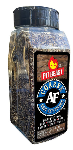 Pit Beast Coarse AF Salt and Pepper bark on steak for bold crust.
