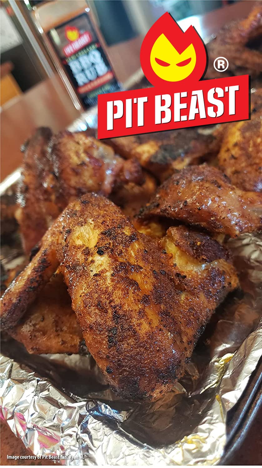 Pit Beast New England BBQ Rub powder closeup emphasizes even seasoning on meat