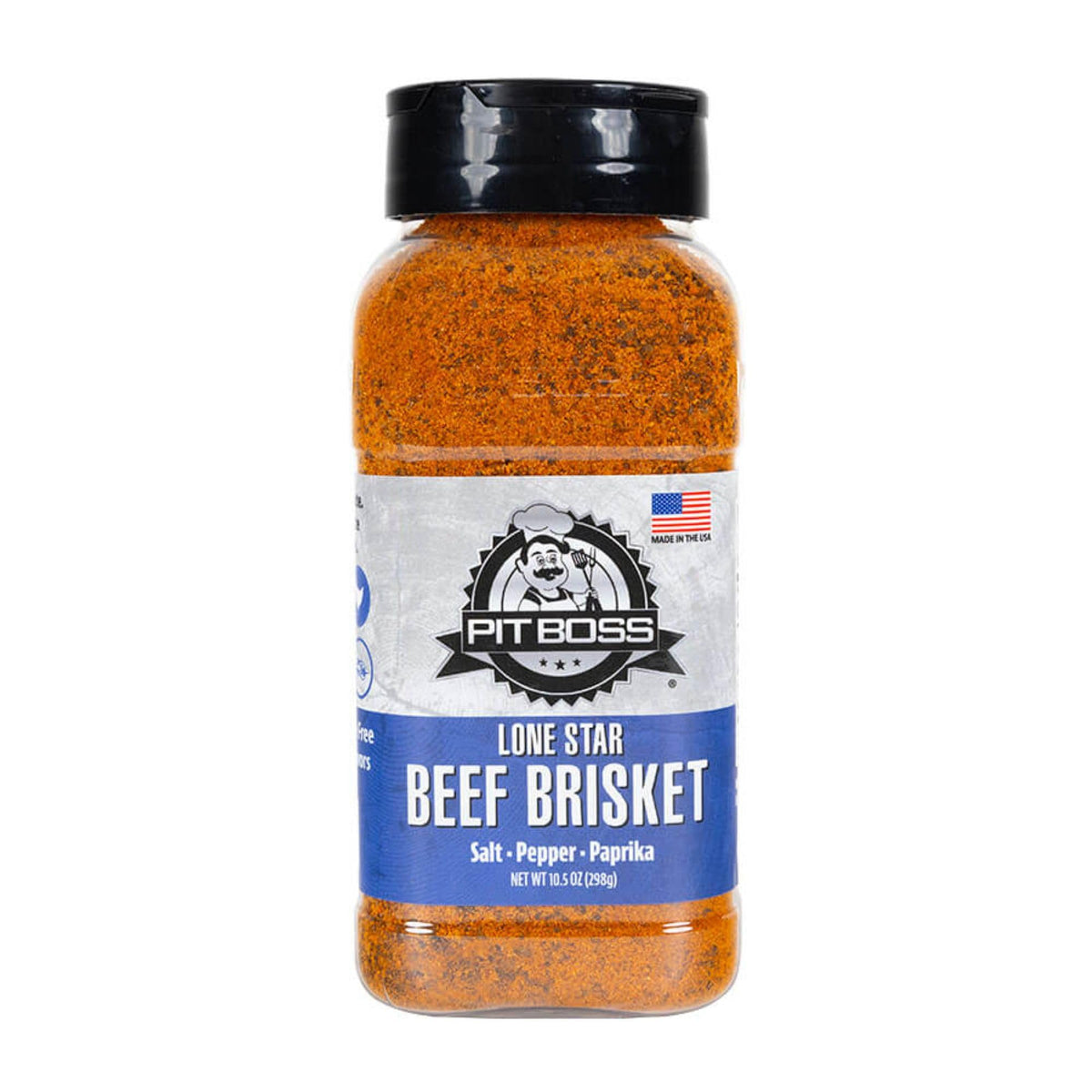 Pit Boss Lone Star Brisket Rub bottle shot for bold beef seasoning.