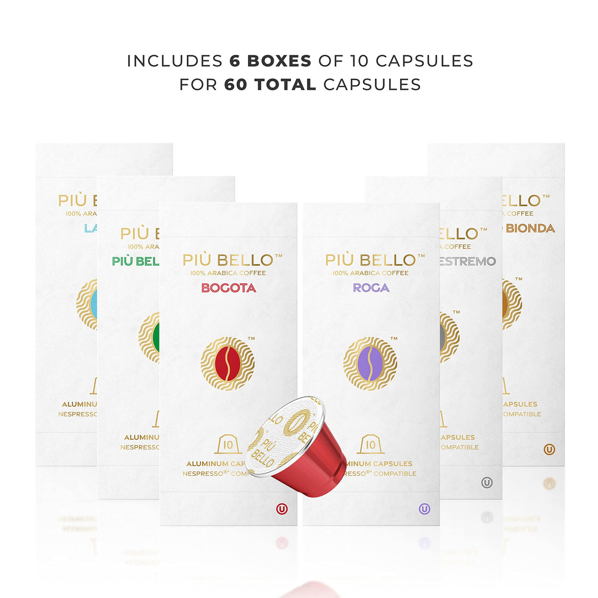 Piu Bello six-flavor multipack showcases variety for custom coffee moments.