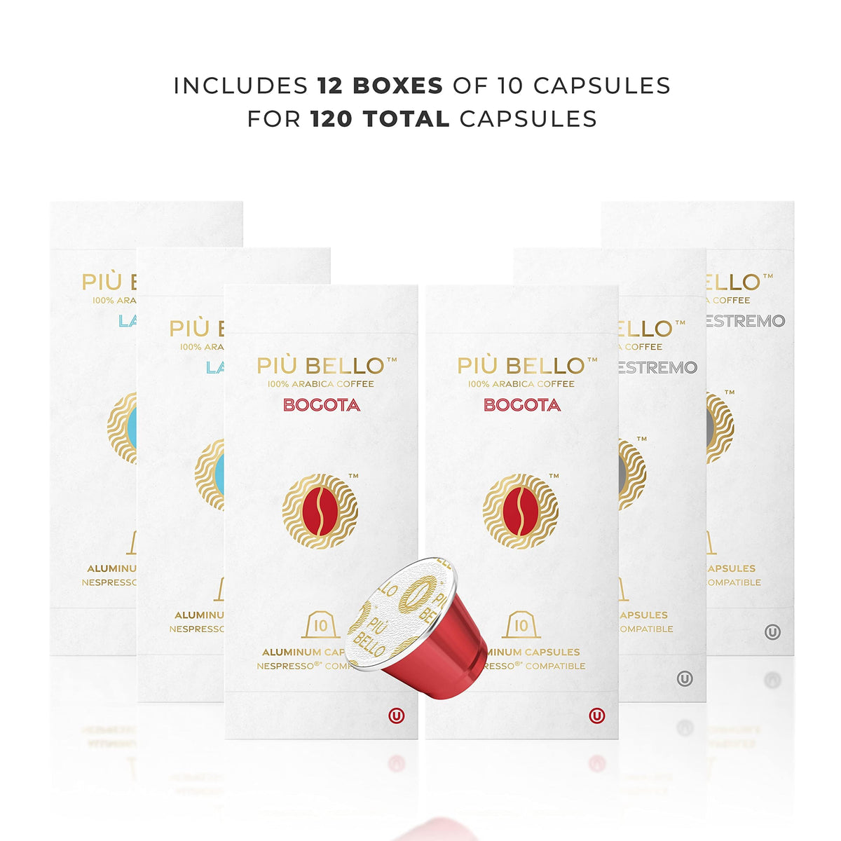 PIU BELLO 3-flavor multipack image showcasing variety for personalized coffee rituals.