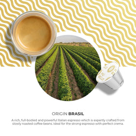 PIU BELLO Espresso Estremo capsules delivering intense flavor and rich crema.