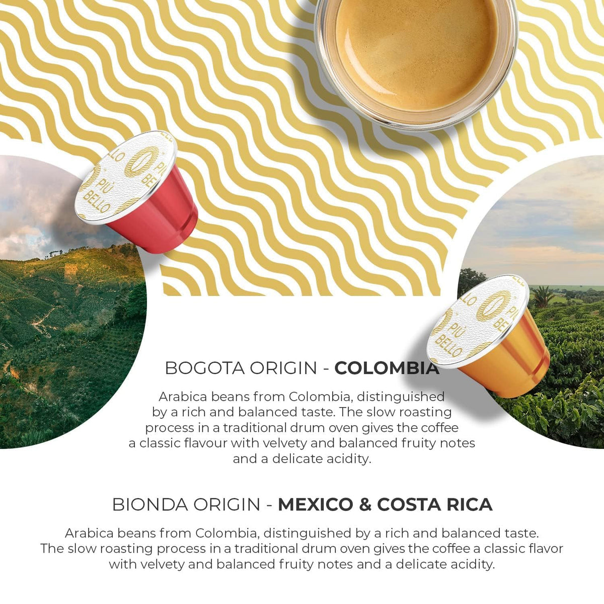 PIU BELLO Lazio flavor pod for a rich cup and refined finish