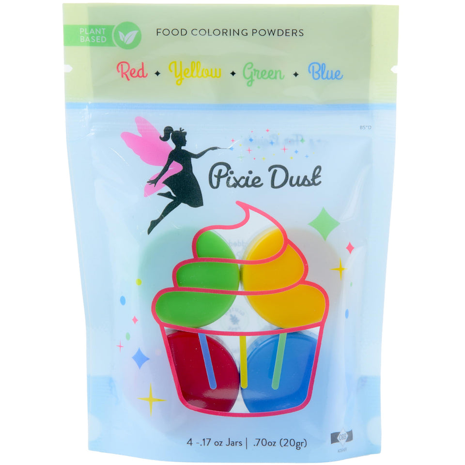 Pixie Dust red powder jar for vibrant, dye-free cake decorating.