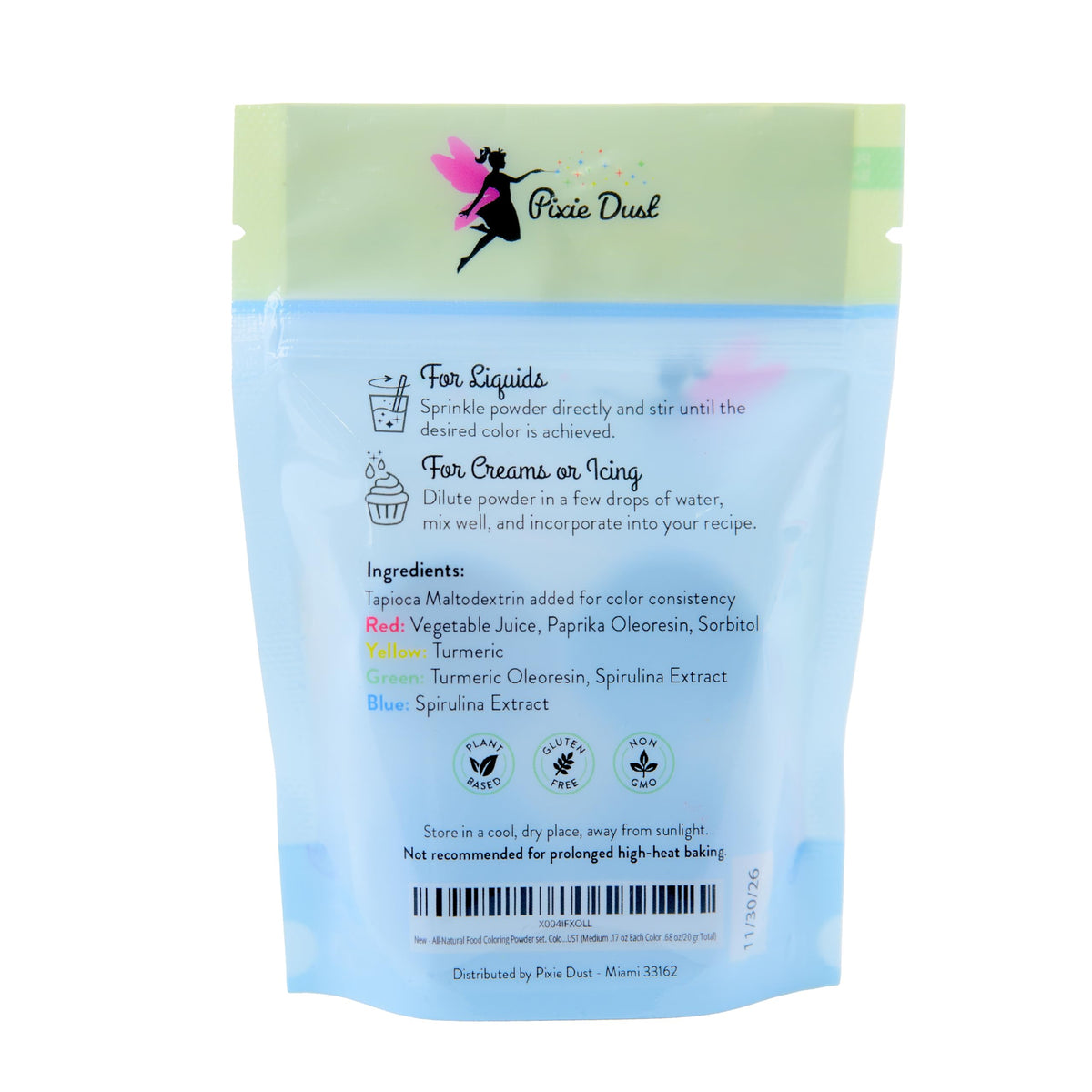 Pixie Dust yellow powder jar for bright icing without artificial color.