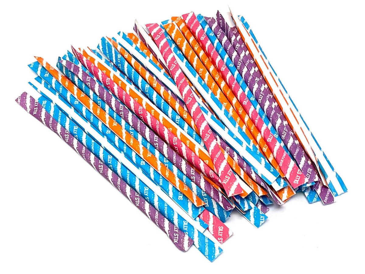 Pixy Silly Stix cherry straw for party favors and tasty fun.