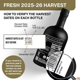 PJ KABOS Organic Greek olive oil label closeup emphasizes purity and origin