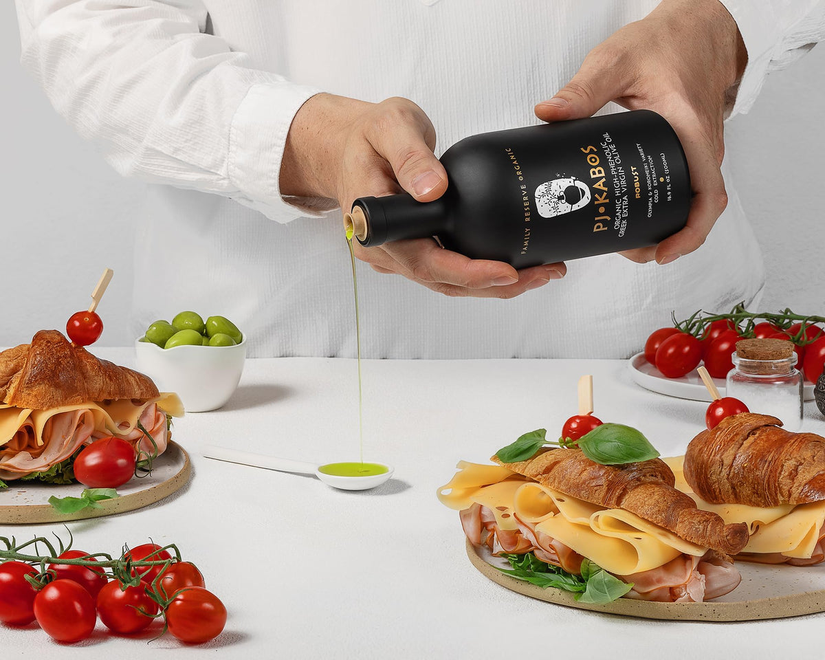 Drizzle over salad to elevate flavor with P.J. KABOS EVOO