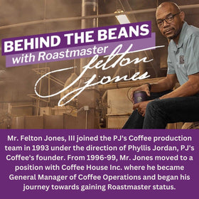 PJ's Coffee Southern Pecan packaging conveys quality and freshness