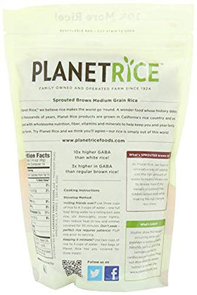 Planet Rice sprouted brown rice grains close-up showing rich color.